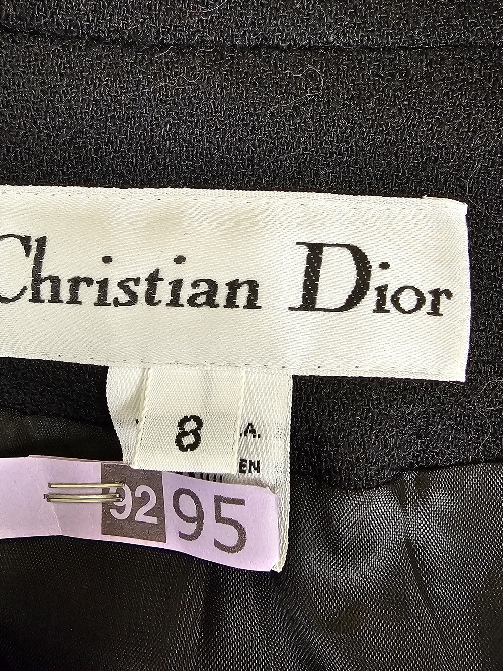 Dior Black Women's Pantsuit with Tan-Striped Trim Size 8 - Picture 2 of 2